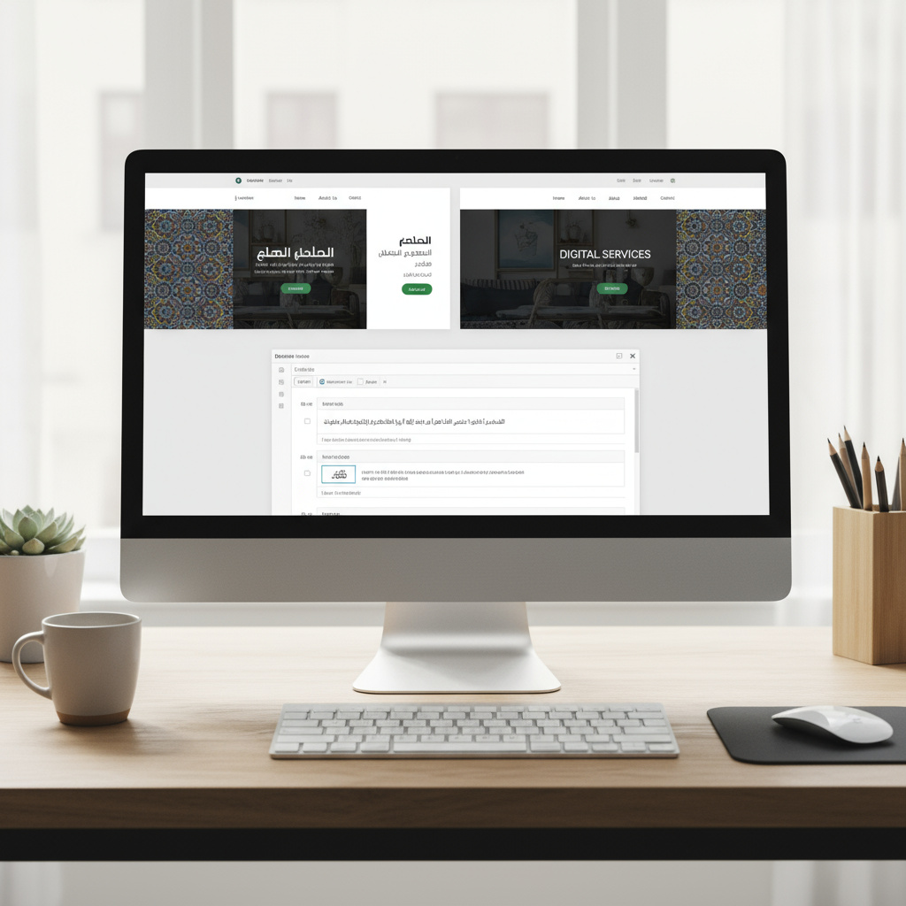 Side-by-side Arabic and English website mockups